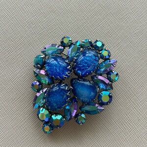 Elegant Blue and Purple Brooch